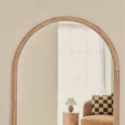 Arden - Light Wood Full Length Arched Wooden Mirror 160cm x 60cm - thumbnail 3