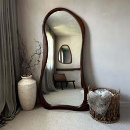 Arcurva - Large Full Length Dark Wood Irregular Mirror 170cm x 85cm - thumbnail 4