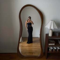 Arcurva - Large Full Length Dark Wood Irregular Mirror 170cm x 85cm - thumbnail 2