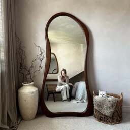 Arcurva - Large Full Length Dark Wood Irregular Mirror 170cm x 85cm - thumbnail 5