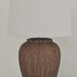 Sicily - Brown Ceramic Drum Shade Table Lamp - thumbnail 4
