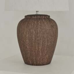 Sicily - Brown Ceramic Drum Shade Table Lamp - thumbnail 3