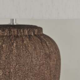 Sicily - Brown Ceramic Drum Shade Table Lamp - thumbnail 6