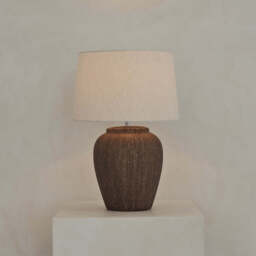 Sicily - Brown Ceramic Drum Shade Table Lamp - thumbnail 1