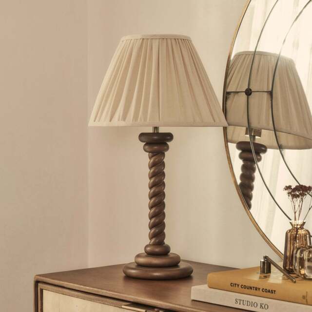 Cordelia - Dark Wood Pleated Shade Table Lamp - image 1