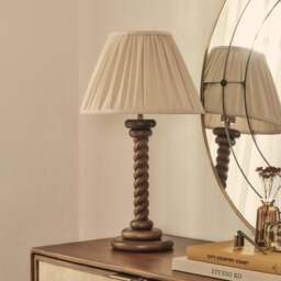 Cordelia - Dark Wood Pleated Shade Table Lamp - thumbnail 1