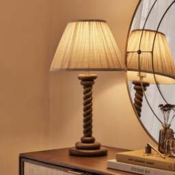 Cordelia - Dark Wood Pleated Shade Table Lamp - thumbnail 3
