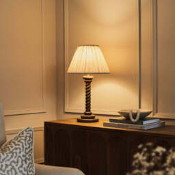 Cordelia - Dark Wood Pleated Shade Table Lamp - thumbnail 2