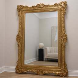 Ella Grande - Gold Ornate Floor Mirror 190cm x 140cm - thumbnail 1