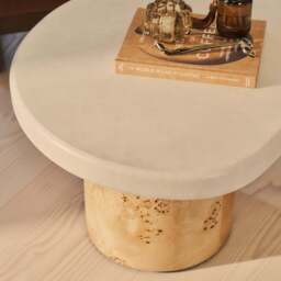 Aegean - Natural Burl Wood & Concrete Irregular Coffee Table 2 Legs - thumbnail 5