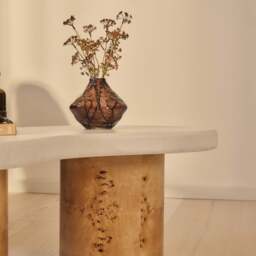 Aegean - Natural Burl Wood & Concrete Irregular Coffee Table 2 Legs - thumbnail 6