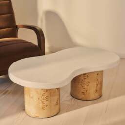 Aegean - Natural Burl Wood & Concrete Irregular Coffee Table 2 Legs - thumbnail 2