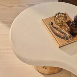 Aegean - Natural Burl Wood & Concrete Irregular Coffee Table 2 Legs - thumbnail 4