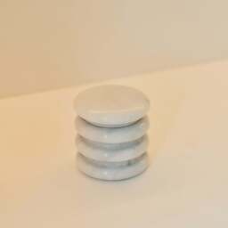 Varella - White Marble Ribbed Decorative Storage Jar