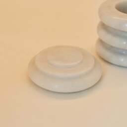Varella - White Marble Ribbed Decorative Storage Jar - thumbnail 5