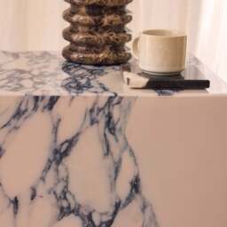 Atella - Arabescato Rectangular Premium Solid Marble Side Table - thumbnail 2