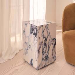 Atella - Arabescato Rectangular Premium Solid Marble Side Table - thumbnail 3