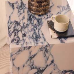 Atella - Arabescato Rectangular Premium Solid Marble Side Table - thumbnail 5