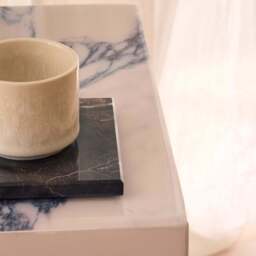 Atella - Arabescato Rectangular Premium Solid Marble Side Table - thumbnail 6