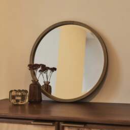 Higgins - Gold Metal Modern Round Wall Mirror 40cm x 40cm - thumbnail 1