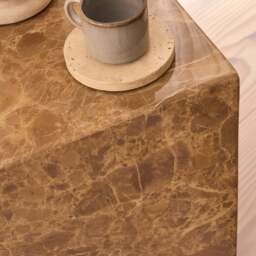Atella - Light Emperador Rectangular Premium Solid Marble Side Table - thumbnail 5