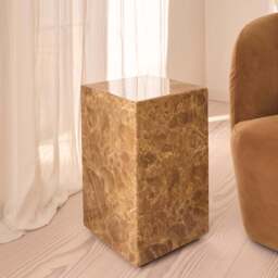 Atella - Light Emperador Rectangular Premium Solid Marble Side Table - thumbnail 3