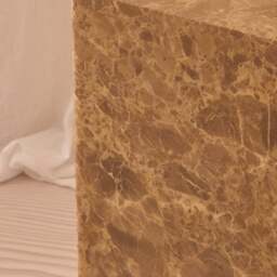 Atella - Light Emperador Rectangular Premium Solid Marble Side Table - thumbnail 6