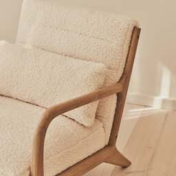 Hudson - Boucle Accent Chair Ivory & Warm Wood - thumbnail 4