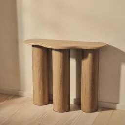 Savanna - Large Washed Wood Curved Wooden Console Table - thumbnail 6