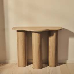 Savanna - Large Washed Wood Curved Wooden Console Table - thumbnail 2