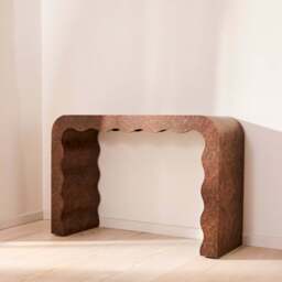 Serafina - Dark Burl Wavy Arched Dark Wood Premium Console Table - thumbnail 2