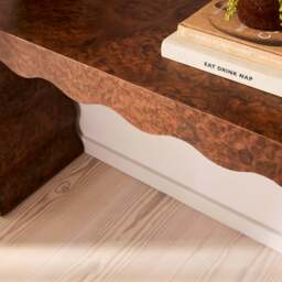 Serafina - Dark Burl Wavy Arched Dark Wood Premium Console Table - thumbnail 3