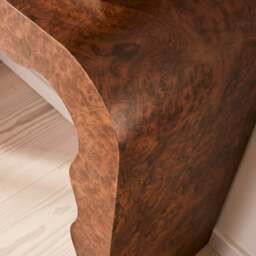 Serafina - Dark Burl Wavy Arched Dark Wood Premium Console Table - thumbnail 4