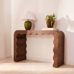 Serafina - Dark Burl Wavy Arched Dark Wood Premium Console Table - thumbnail 1