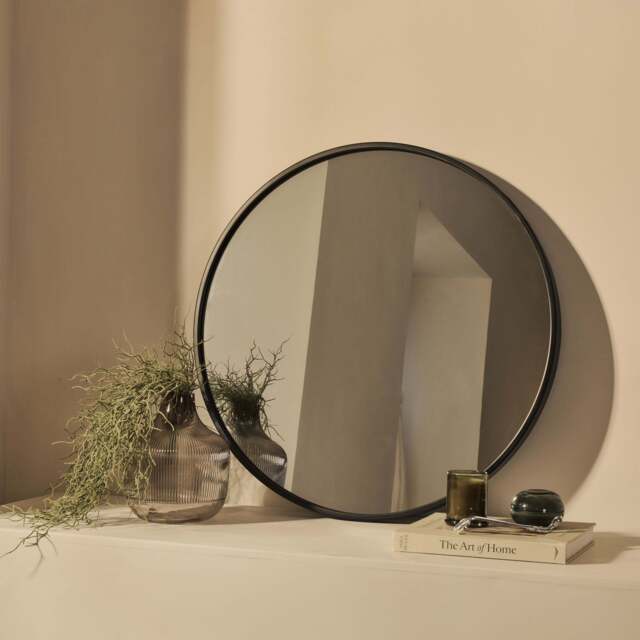 Metro - Black Metal Round Wall Mirror 70cm x 70cm - image 1