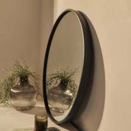Metro - Black Metal Round Wall Mirror 70cm x 70cm - thumbnail 3