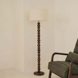 Ivy - Dark Wood Drum Shade Floor Lamp - thumbnail 4