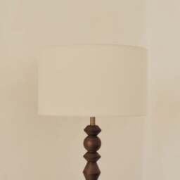 Ivy - Dark Wood Drum Shade Floor Lamp - thumbnail 6