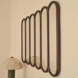 Reims - Dark Wood Arched Panel Wooden Mirror 120cm x 80cm - thumbnail 5