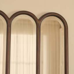 Reims - Dark Wood Arched Panel Wooden Mirror 120cm x 80cm - thumbnail 2