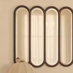 Reims - Dark Wood Arched Panel Wooden Mirror 120cm x 80cm - thumbnail 4