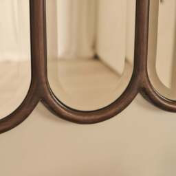 Reims - Dark Wood Arched Panel Wooden Mirror 120cm x 80cm - thumbnail 3