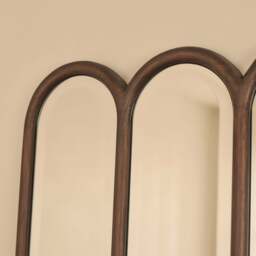 Reims - Dark Wood Arched Panel Wooden Mirror 120cm x 80cm - thumbnail 6