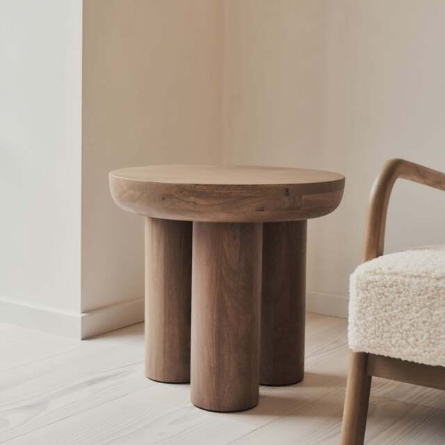 Vermont - Warm Wood Premium Round Side Table - image 1