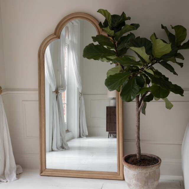 Melilla - Washed Wood Arched Full Length Mirror 190cm x 99cm - image 1
