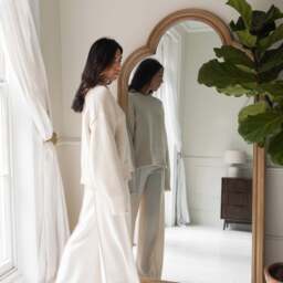 Melilla - Washed Wood Arched Full Length Mirror 190cm x 99cm - thumbnail 2