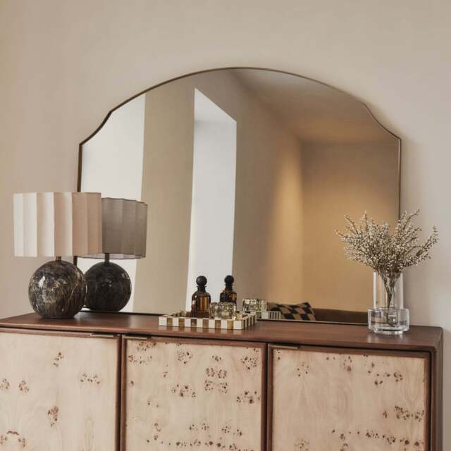 Isla - Gold Wide Arched Metal Overmantle Wall Mirror 120cm x 90cm - image 1