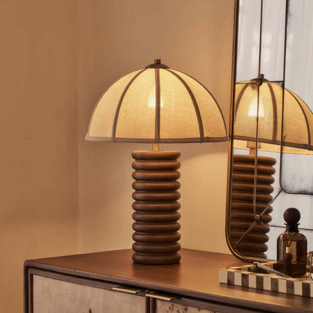 Odette - Dark Wood Dome Shade Table Lamp - image 1