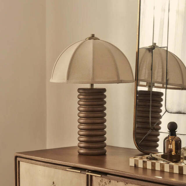 Odette - Dark Wood Dome Shade Table Lamp - image 1