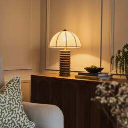 Odette - Dark Wood Dome Shade Table Lamp - thumbnail 3
